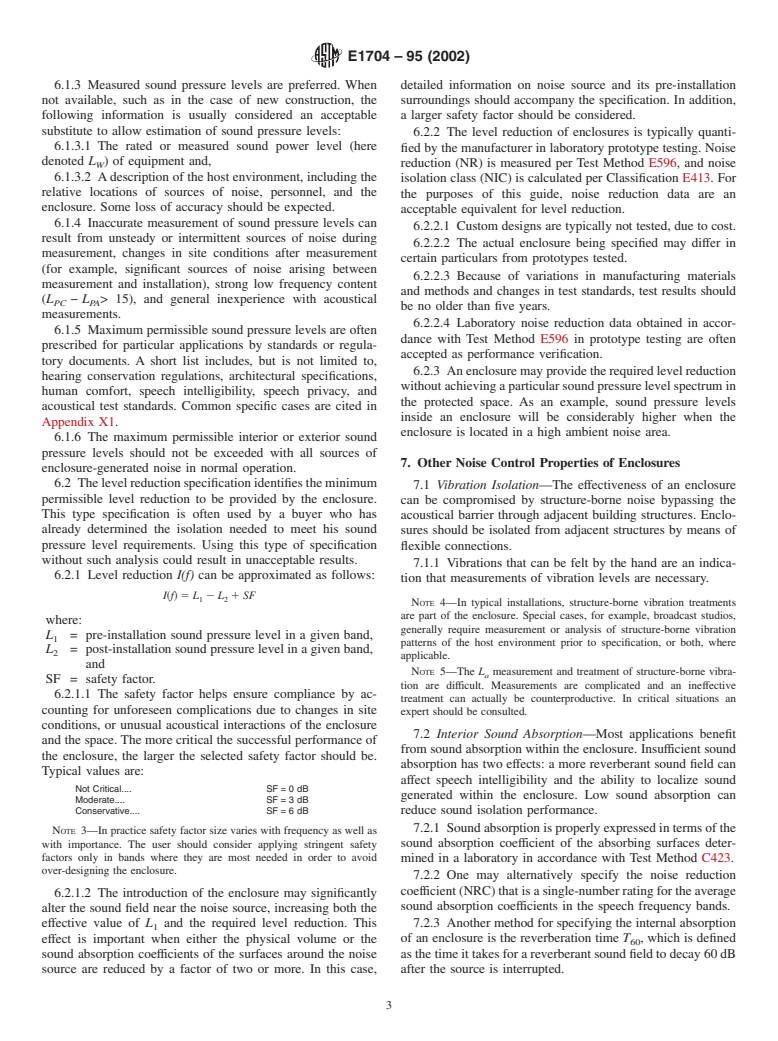 ASTM E1704-95(2002) - Standard Guide for Specifying Acoustical Performance of Sound-Isolating Enclosures