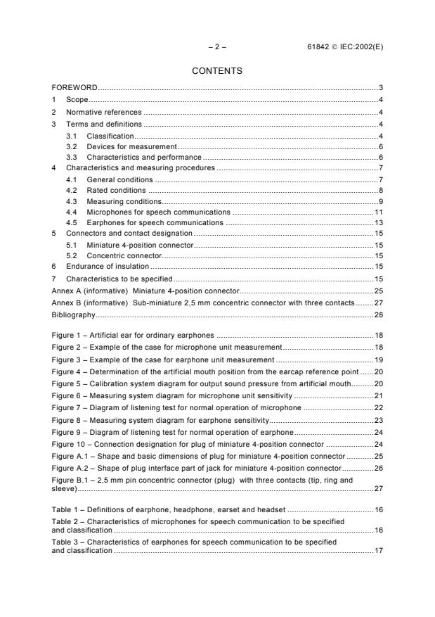 IEC 61842:2002 IEC 61842:2002 - Microphones and earphones for speech communications - Page 4 preview