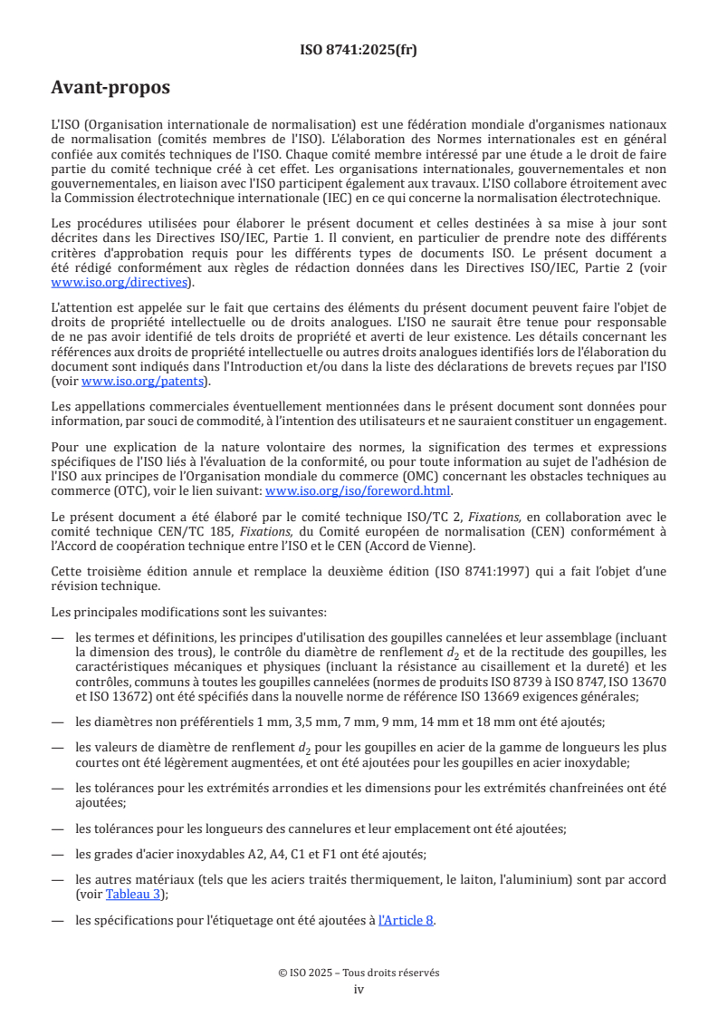 ISO 8741:2025 ISO 8741:2025 - Fixations — Goupilles cannelées inversées — Cannelures progressives sur la moitié de la longueur
Released:25. 02. 2025 - Page 4 preview