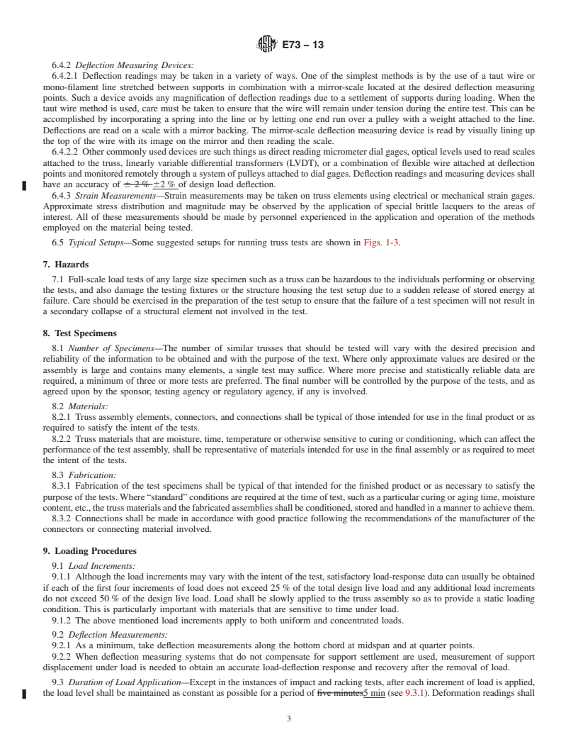 REDLINE ASTM E73-13 - Standard Practice for  Static Load Testing of Truss Assemblies
