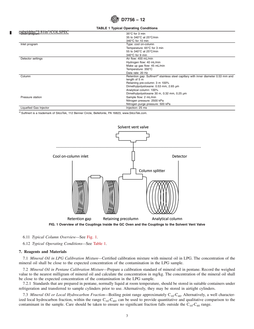 REDLINE ASTM D7756-12 - Standard Test Method for Residues in Liquefied Petroleum (LP) Gases by Gas Chromatography  with Liquid, On-Column Injection