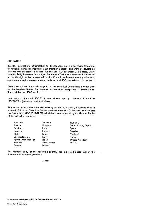 ISO 3211:1977 ISO 3211:1977 - Anodizing of aluminium and its alloys -- Assessment of resistance of anodic oxide coatings to cracking by deformation - Page 2 preview