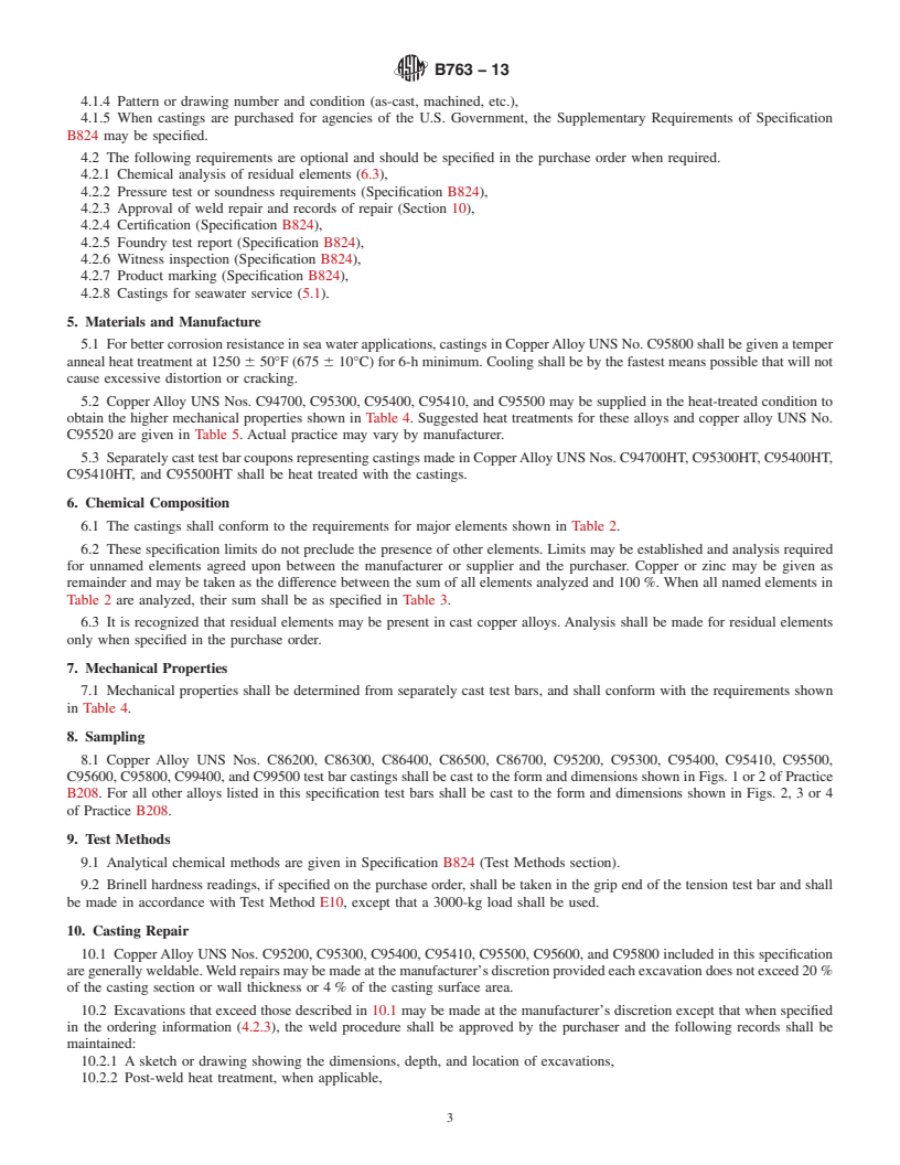 REDLINE ASTM B763-13 - Standard Specification for  Copper Alloy Sand Castings for Valve Applications