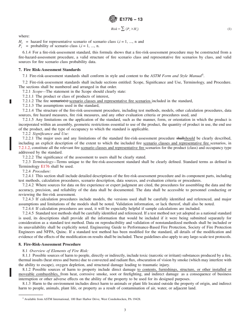 REDLINE ASTM E1776-13 - Standard Guide for  Development of Fire-Risk-Assessment Standards