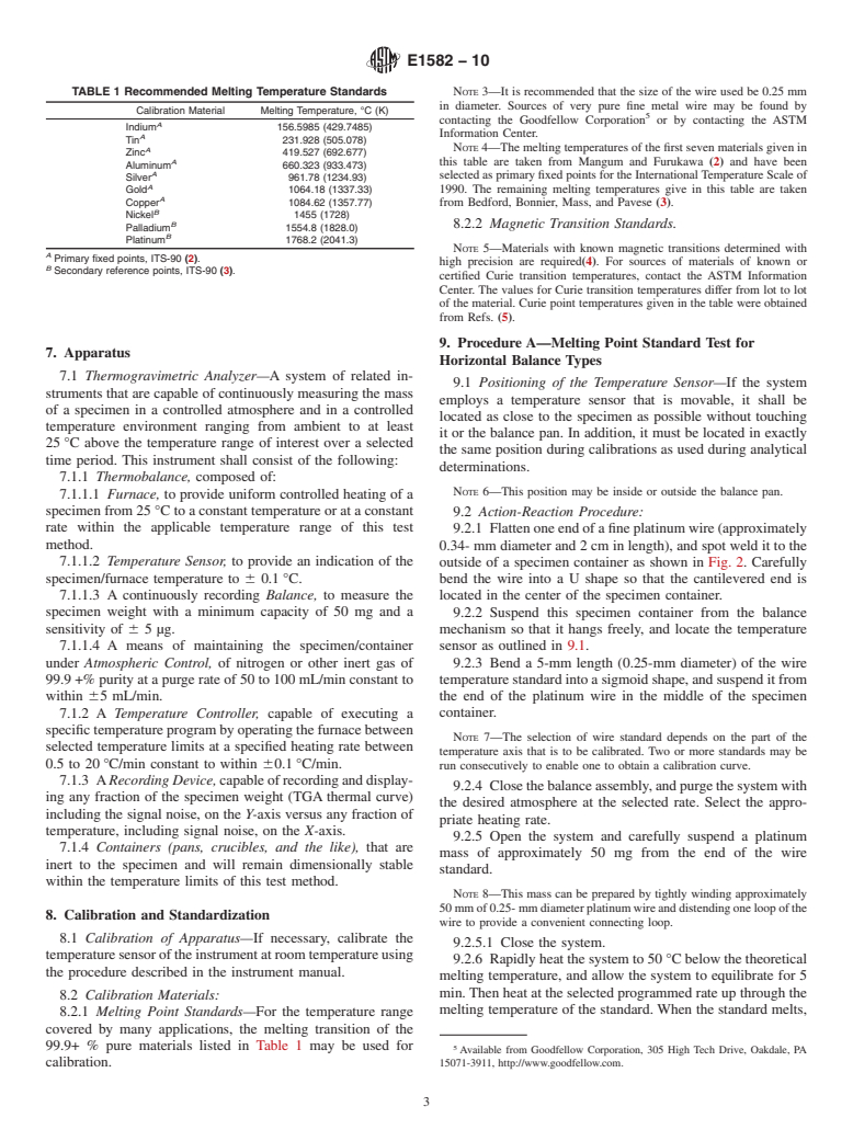 ASTM E1582-10 - Standard Practice for Calibration of Temperature Scale for Thermogravimetry