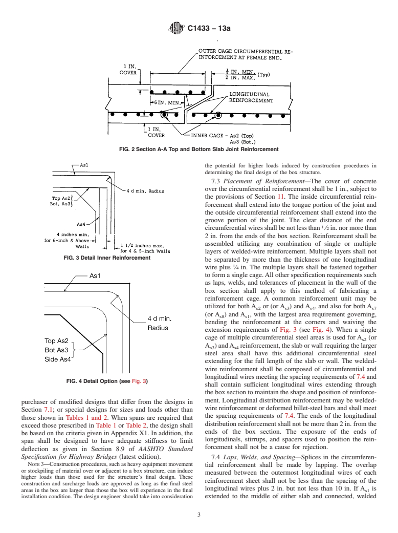 ASTM C1433-13a - Standard Specification for  Precast Reinforced Concrete Monolithic Box Sections for Culverts,   Storm Drains, and Sewers