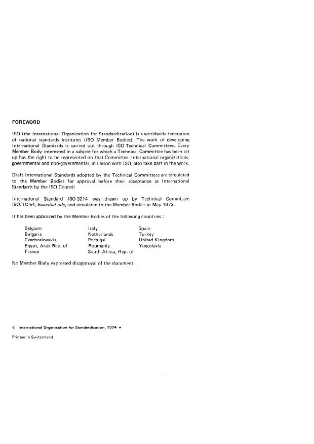 ISO 3214:1974 ISO 3214:1974 - Oil of Litsea cubeba - Page 2 preview