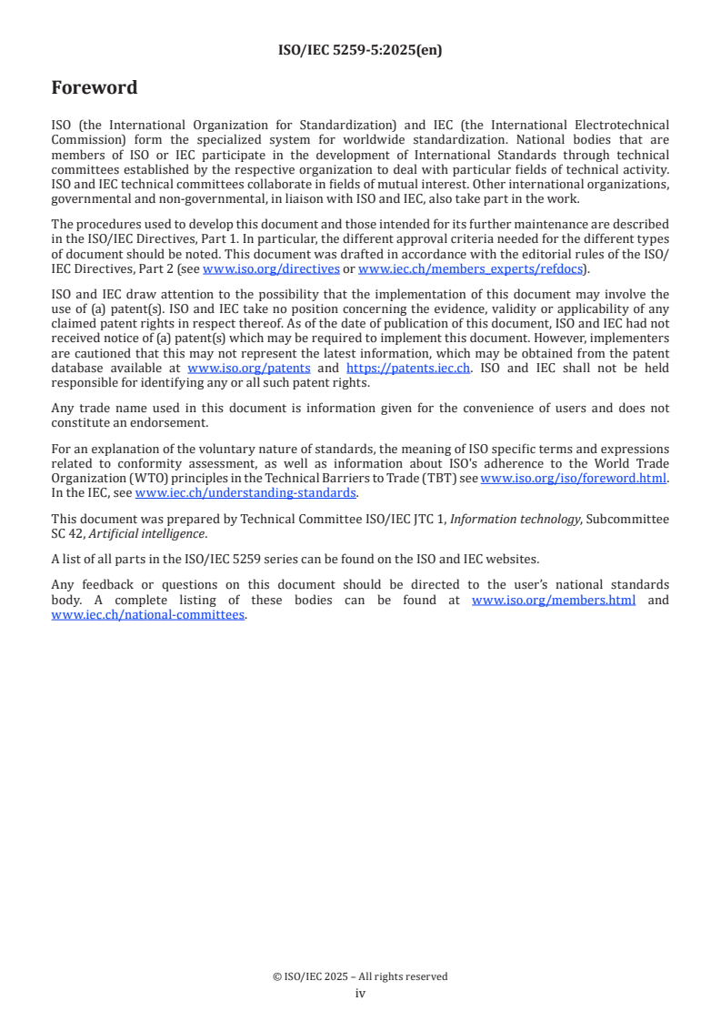 ISO/IEC 5259-5:2025 ISO/IEC 5259-5:2025 - Artificial intelligence — Data quality for analytics and machine learning (ML) — Part 5: Data quality governance framework
Released:12. 02. 2025 - Page 4 preview