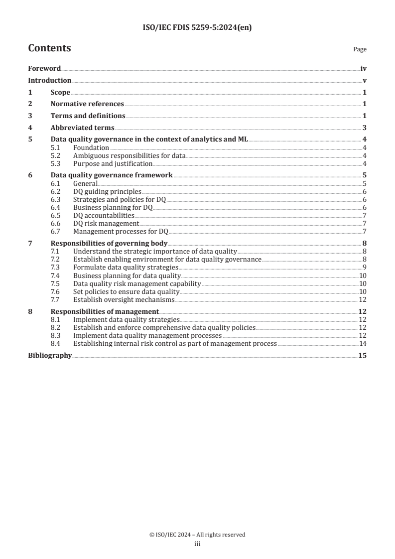 ISO/IEC FDIS 5259-5 - Artificial intelligence — Data quality for analytics and machine learning (ML) — Part 5: Data quality governance framework
Released:15. 10. 2024