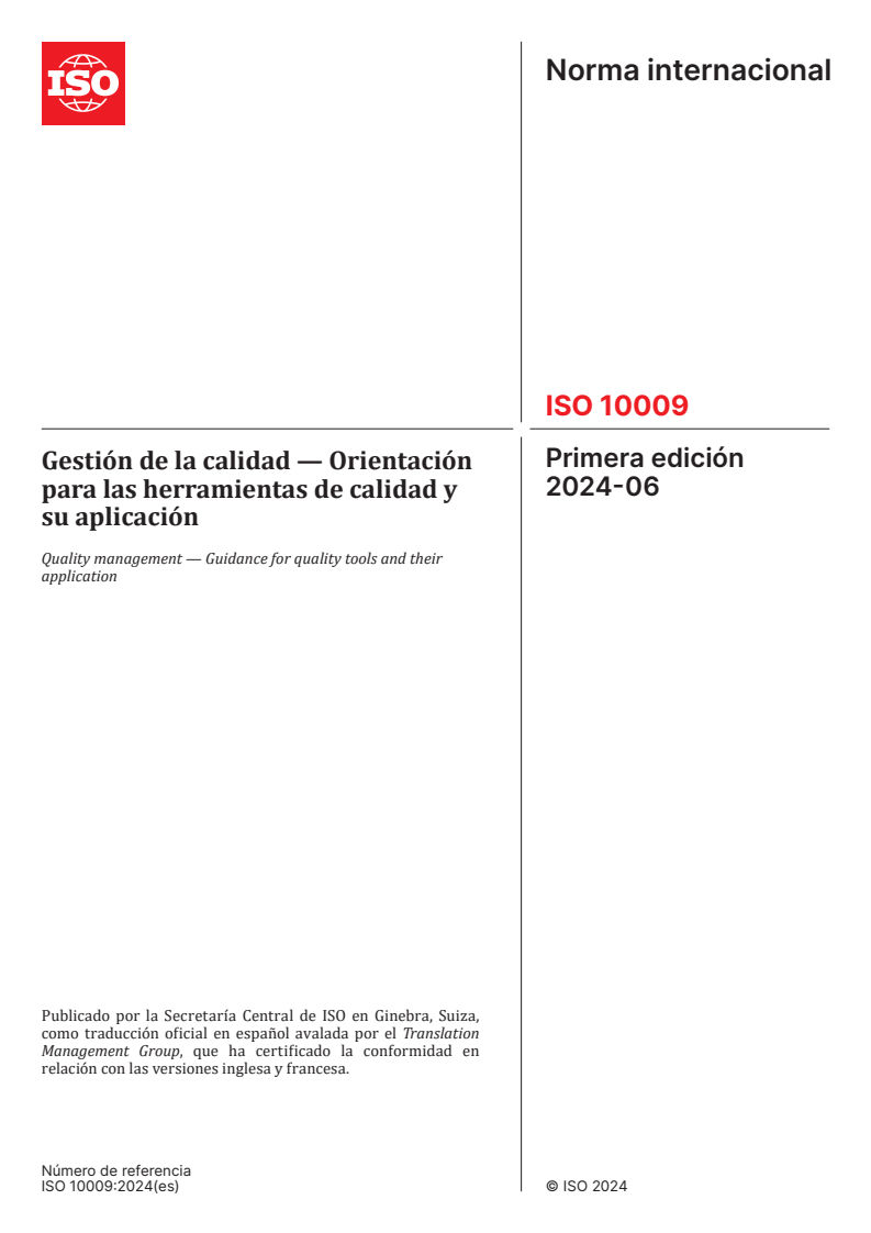 ISO 10009:2024 - Quality management — Guidance for quality tools and their application
Released:12/13/2024