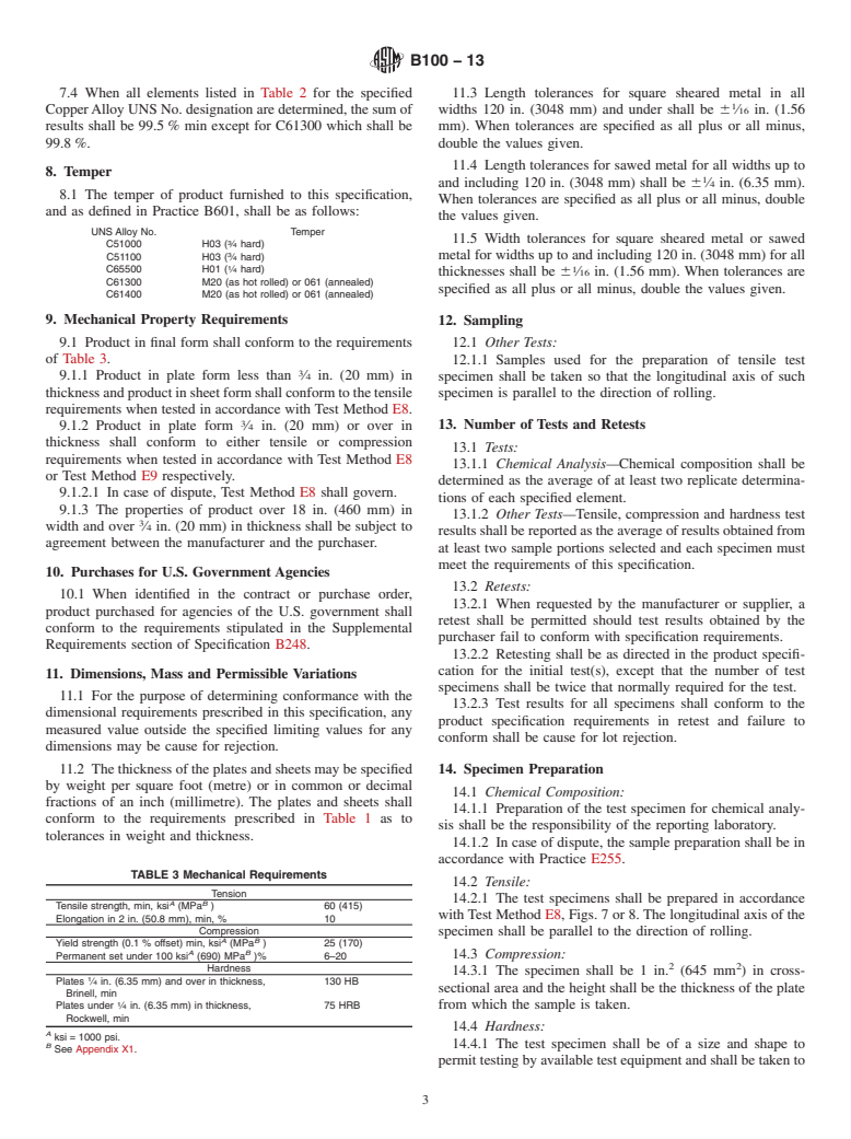 ASTM B100-13 - Standard Specification for  Wrought Copper-Alloy Bearing and Expansion Plates and Sheets   for Bridge and Other Structural Use