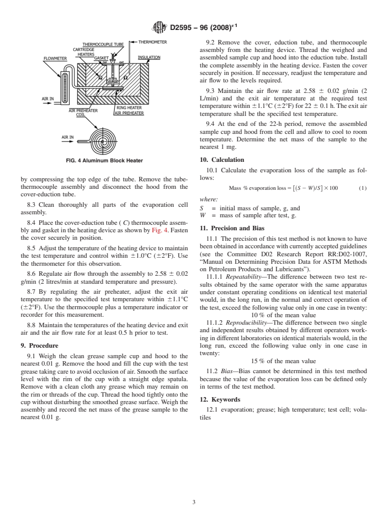 ASTM D2595-96(2008)e1 - Standard Test Method for Evaporation Loss of Lubricating Greases Over Wide-Temperature  Range (Withdrawn 2017)