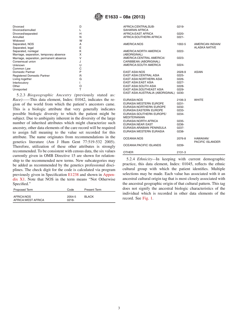 ASTM E1633-08a(2013) - Standard Specification for  Coded Values Used in the Electronic Health Record