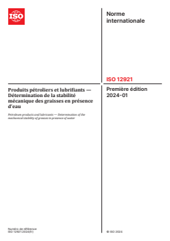 ISO 12921:2024 - Produits pétroliers et lubrifiants — Détermination de la stabilité mécanique des graisses en présence d’eau
Released:10. 01. 2024 - Page 1 preview