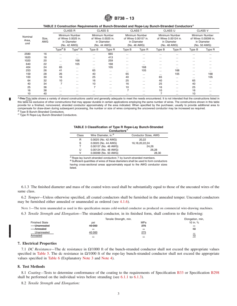 REDLINE ASTM B738-13 - Standard Specification for Fine-Wire Bunch-Stranded and Rope-Lay Bunch-Stranded Copper   Conductors for Use as Electrical Conductors