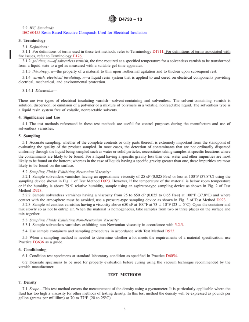 REDLINE ASTM D4733-13 - Standard Test Methods for  Solventless Electrical Insulating Varnishes