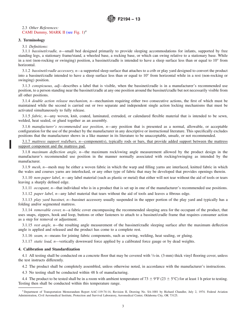 REDLINE ASTM F2194-13 - Standard Consumer Safety Specification for  Bassinets and Cradles