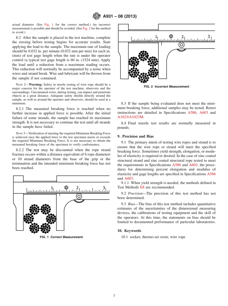 ASTM A931-08(2013) - Standard Test Method for  Tension Testing of Wire Ropes and Strand