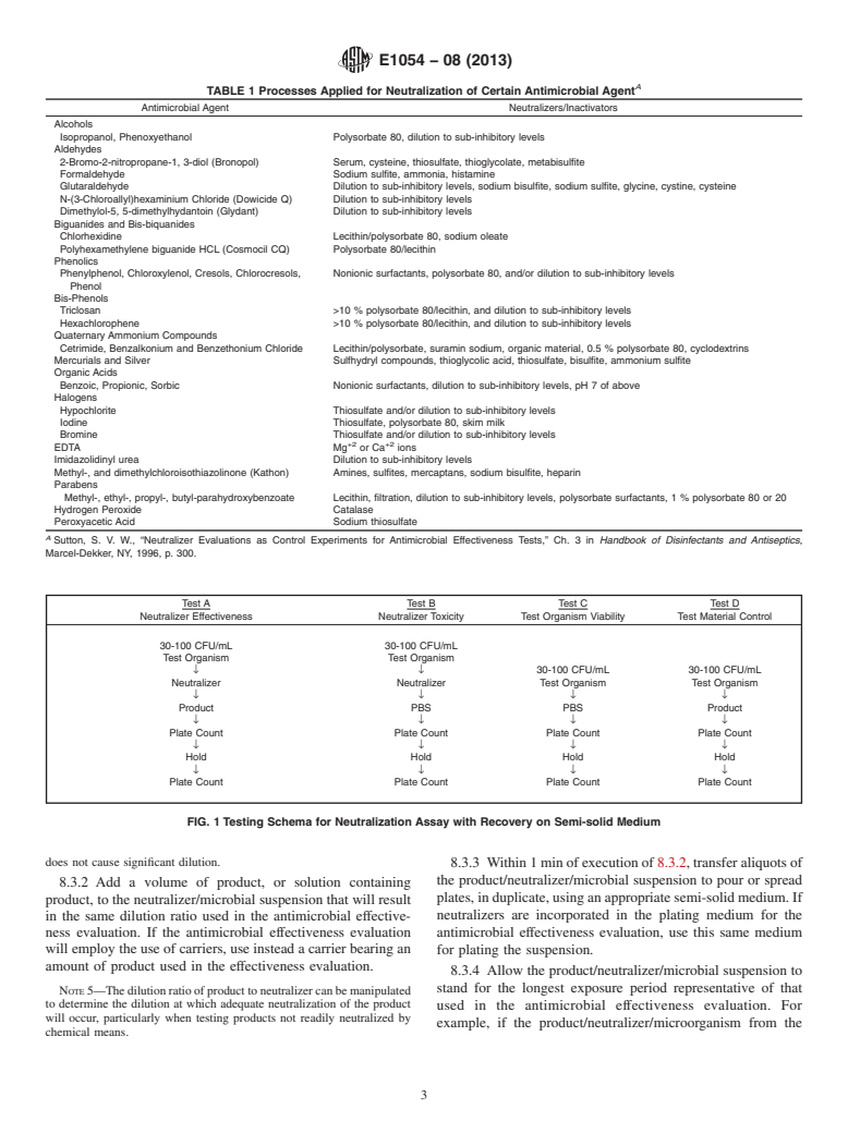 ASTM E1054-08(2013) - Standard Test Methods for  Evaluation of Inactivators of Antimicrobial Agents