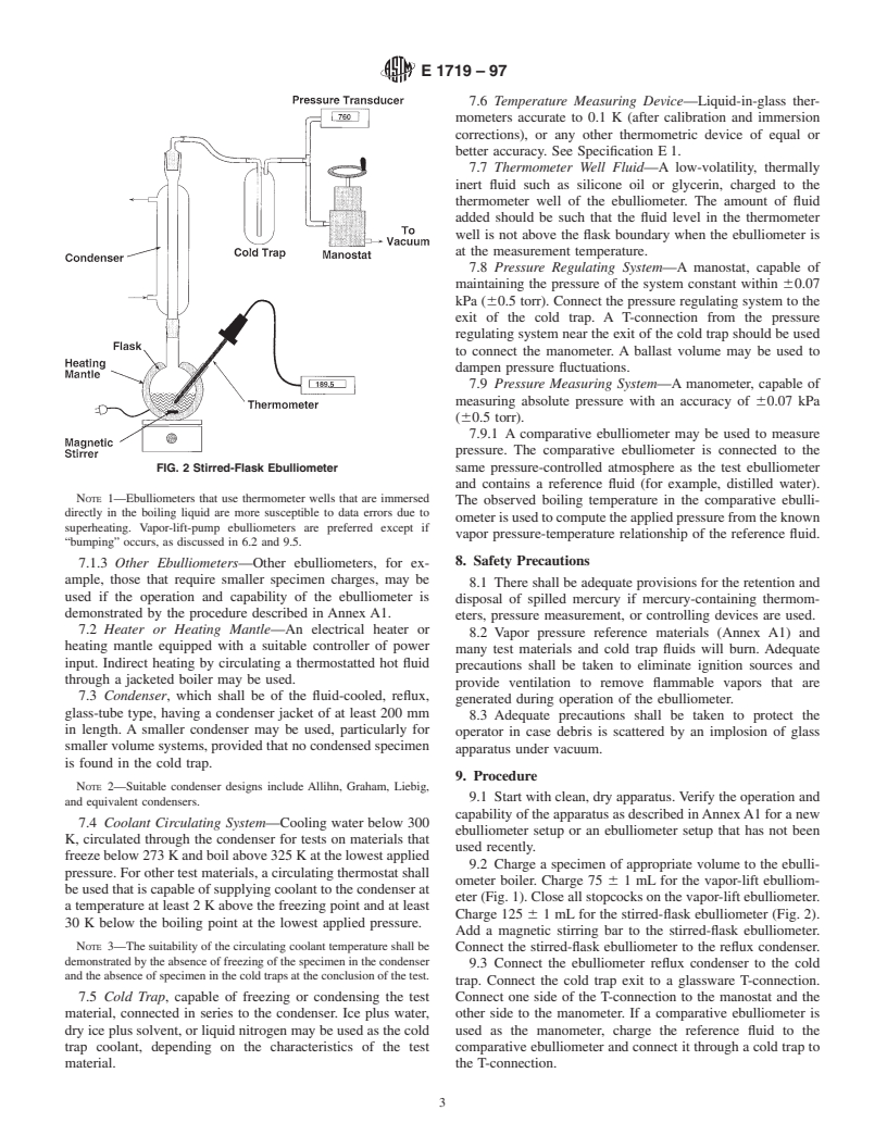 ASTM E1719-97 - Standard Test Method for Vapor Pressure of Liquids by Ebulliometry