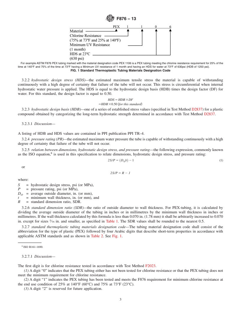 REDLINE ASTM F876-13 - Standard Specification for  Crosslinked Polyethylene (PEX) Tubing