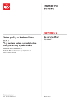 ISO 13165-3:2024 ISO 13165-3:2024 - Water quality — Radium-226 — Part 3: Test method using coprecipitation and gamma-ray spectrometry
Released:12/4/2024 - Page 1 preview