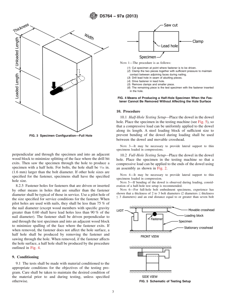 ASTM D5764-97a(2013) - Standard Test Method for  Evaluating Dowel-Bearing Strength of Wood and Wood-Based Products