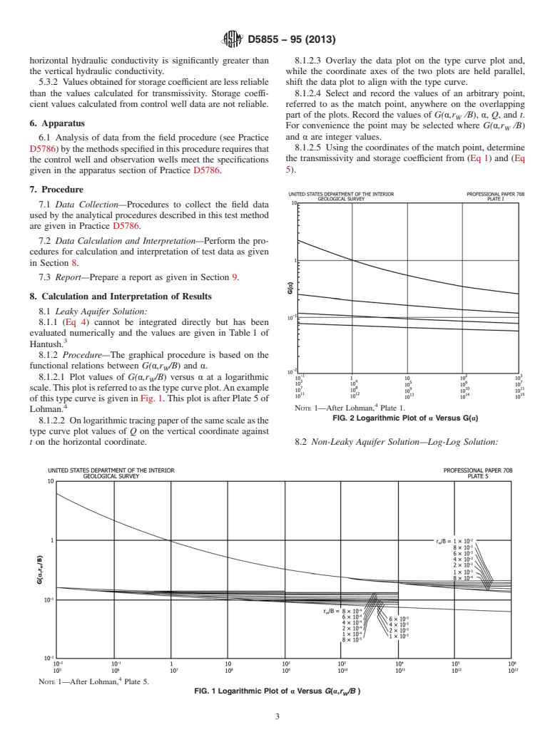 ASTM D5855-95(2013) - Standard Test Method for  (Analytical Procedure) for Determining Transmissivity and Storage  Coefficient of Confined Nonleaky or Leaky Aquifer by Constant Drawdown  Method in Flowing Well