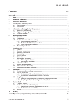 ISO 683-6:2023 - Heat-treatable steels, alloy steels and free-cutting steels — Part 6: Hot-rolled steels for quenched and tempered springs
Released:17. 11. 2023 - Page 3 preview