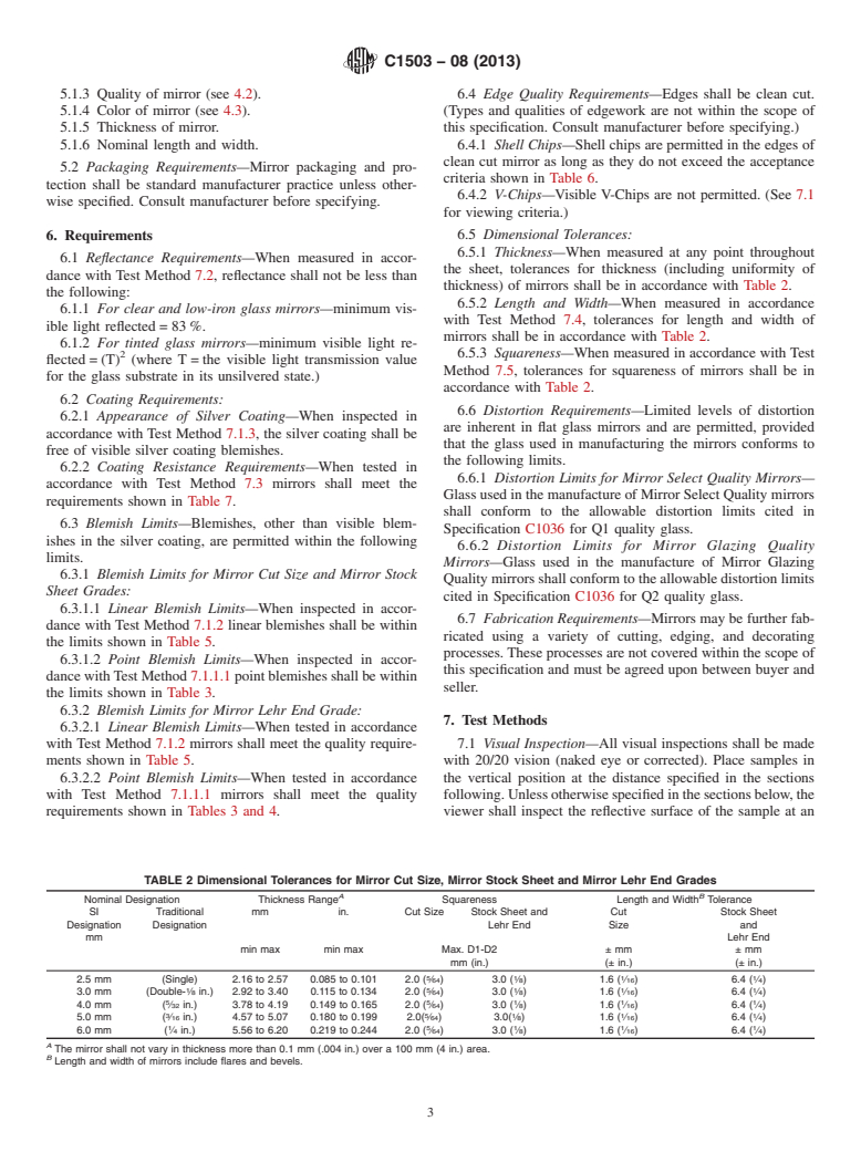 ASTM C1503-08(2013) - Standard Specification for  Silvered Flat Glass Mirror