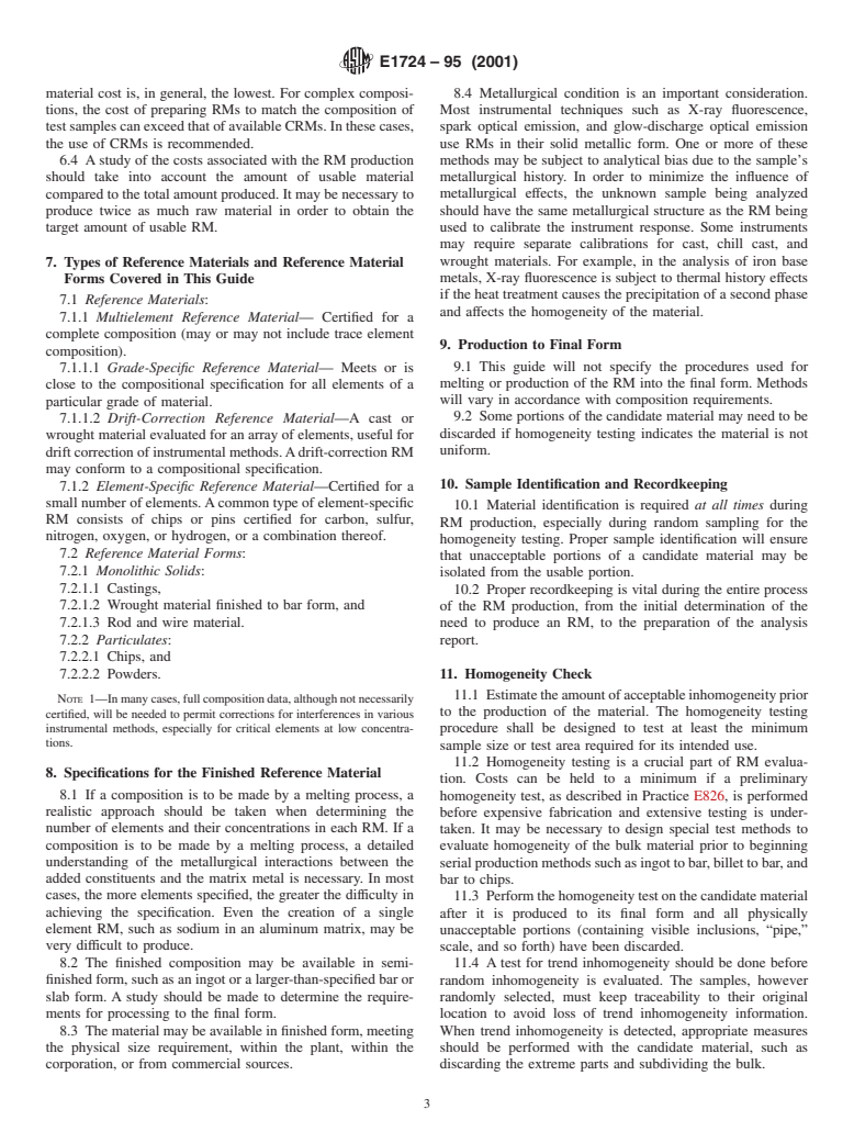 ASTM E1724-95(2001) - Standard Guide for Testing and Certification of Metal and Metal-Related Reference Materials (Withdrawn 2010)