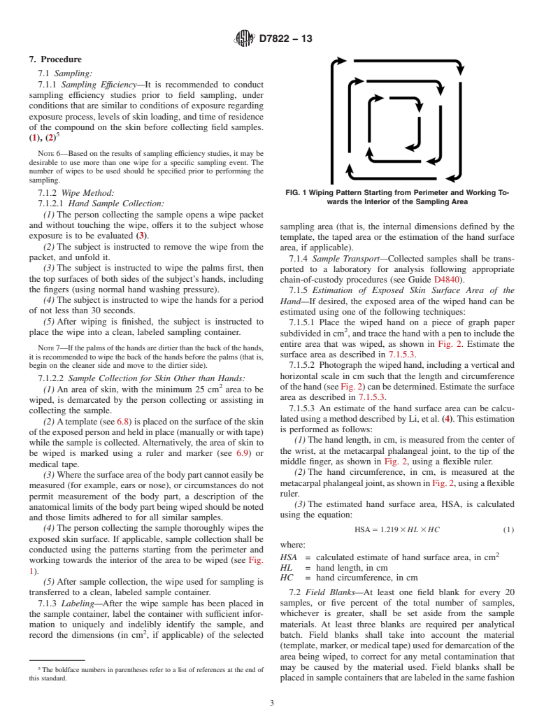 ASTM D7822-13 - Standard Practice for Dermal Wipe Sampling for the Subsequent Determination of Metals  and Metalloids