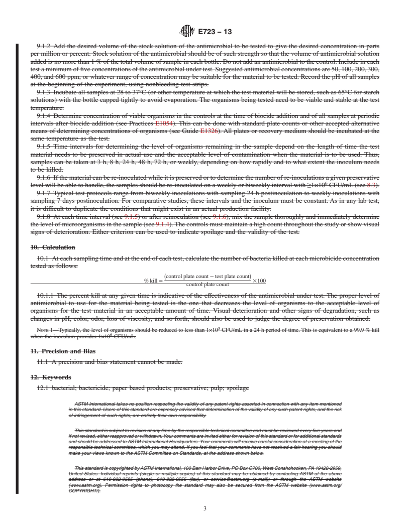 REDLINE ASTM E723-13 - Standard Practice for  Evaluation of Antimicrobials as Preservatives for Aqueous-Based  Products Used in the Paper Industry (Bacterial Spoilage)