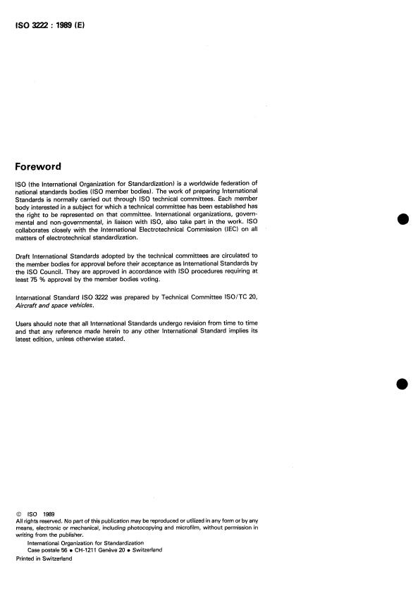 ISO 3222:1989 ISO 3222:1989 - Aerospace -- Nuts, anchor, self-locking, fixed, closed corner, reduced series, with counterbore, with MJ threads, coated or uncoated, classification 1 100 MPa/235 degrees C, 1 100 MPa/315 degrees C or 1 100 MPa/425 degrees C -- Dimensions - Page 2 preview
