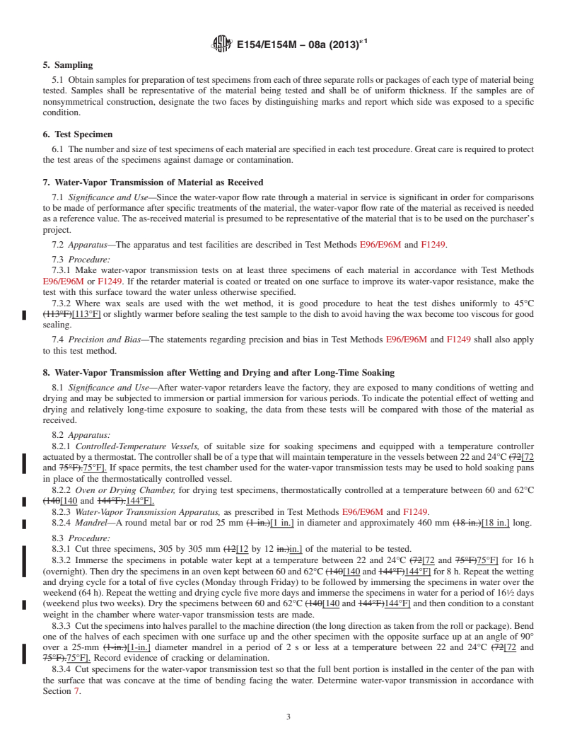 REDLINE ASTM E154/E154M-08a(2013)e1 - Standard Test Methods for Water Vapor Retarders Used in Contact with Earth Under Concrete Slabs, on Walls, or as Ground Cover