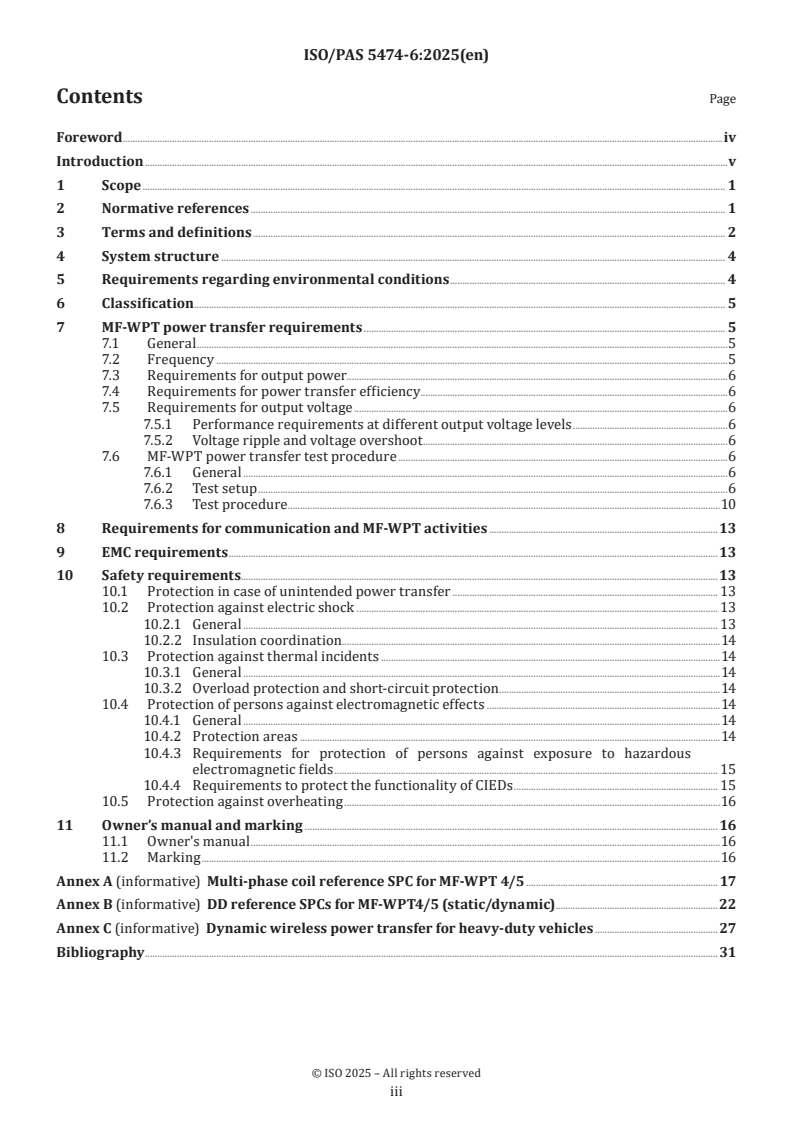 ISO/PAS 5474-6:2025 - Electrically propelled road vehicles — Functional and safety requirements for power transfer between vehicle and external electric circuit — Part 6: Safety and interoperability requirements for heavy-duty vehicles in magnetic field wireless power transfer
Released:28. 01. 2025