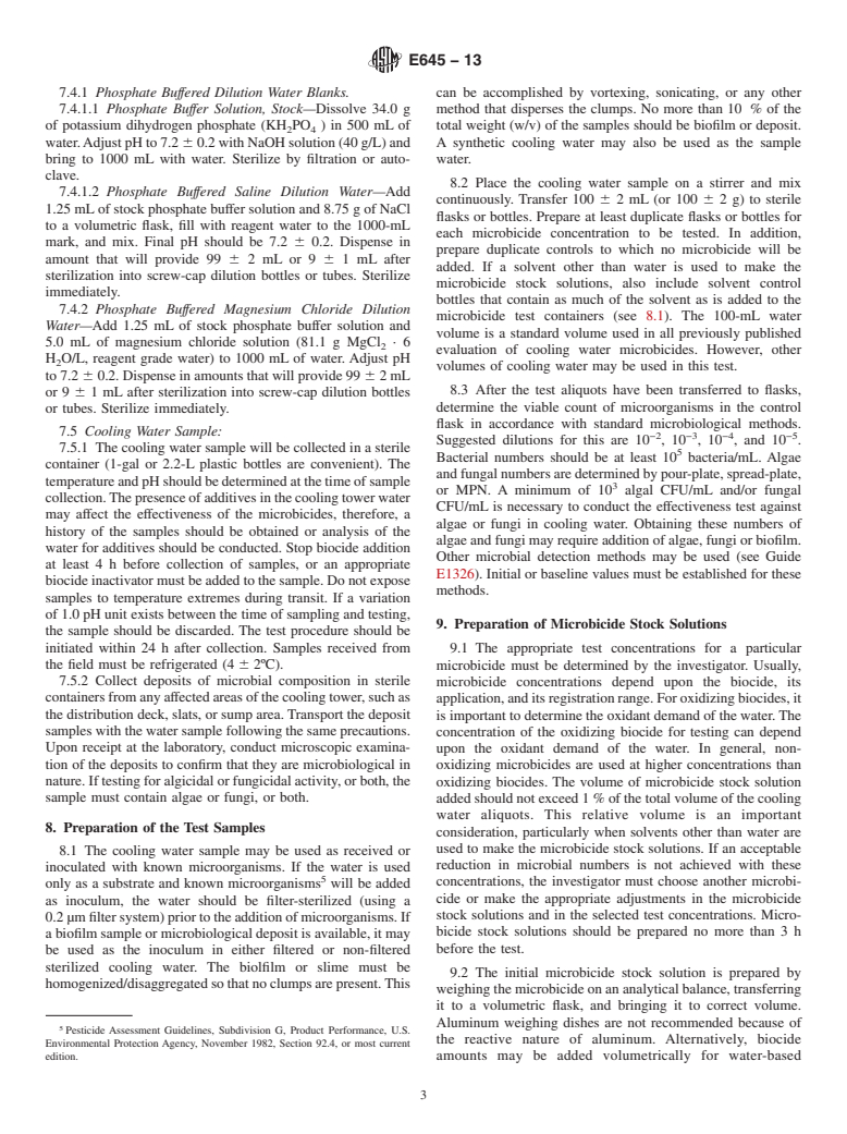 ASTM E645-13 - Standard Practice for  Evaluation of Microbicides Used in Cooling Water Systems