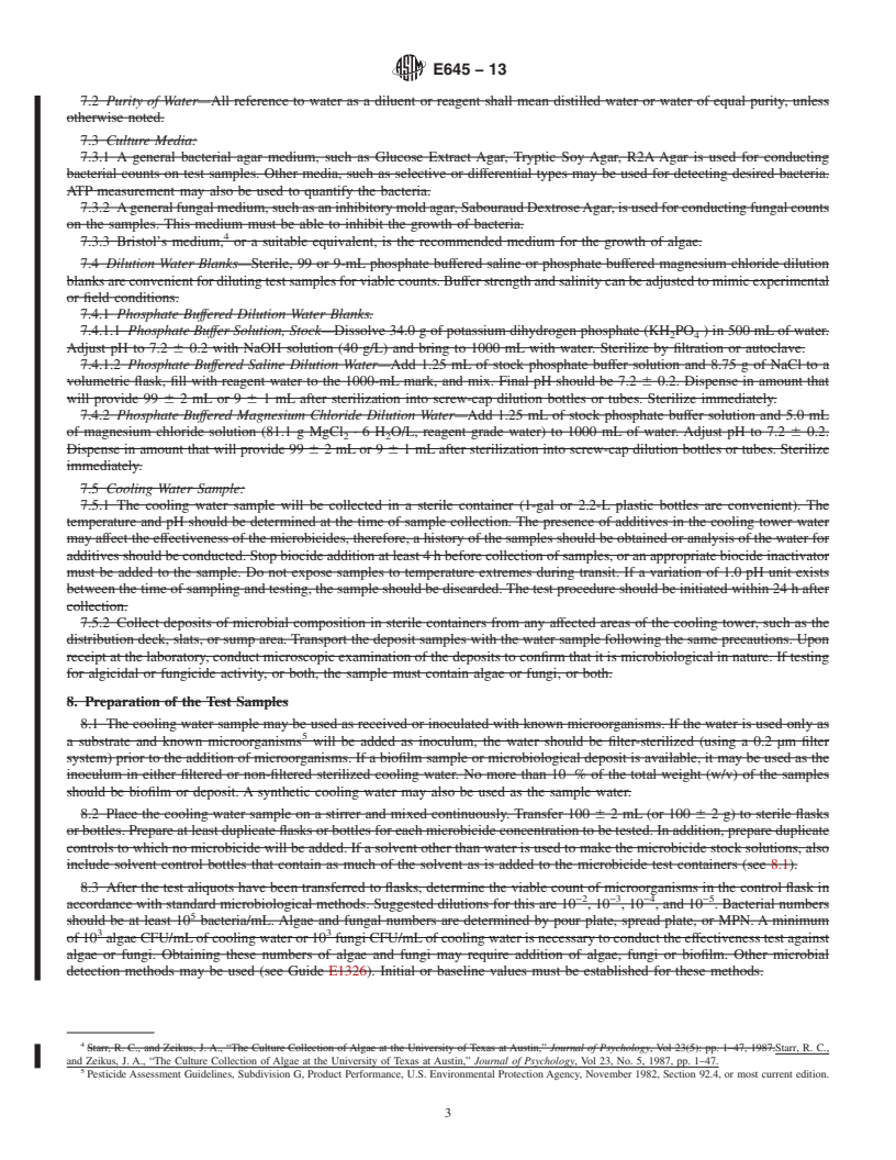 REDLINE ASTM E645-13 - Standard Practice for  Evaluation of Microbicides Used in Cooling Water Systems