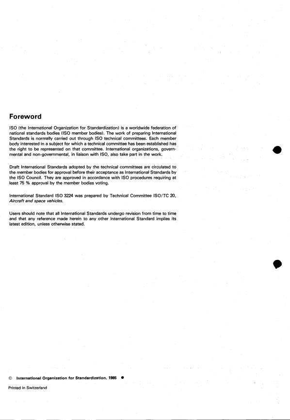 ISO 3224:1985 ISO 3224:1985 - Aerospace -- Self-locking, floating, single-lug anchor nuts, with counterbore, classification 1 100 MPa/235 degrees C - Page 2 preview