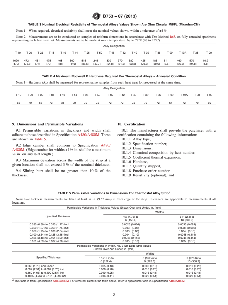 ASTM B753-07(2013) - Standard Specification for Thermostat Component Alloys