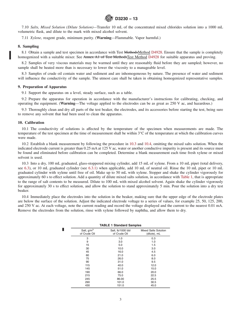 REDLINE ASTM D3230-13 - Standard Test Method for  Salts in Crude Oil (Electrometric Method)