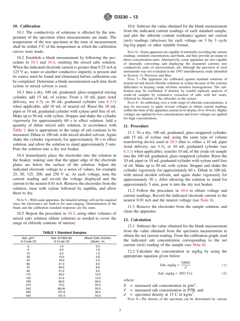 ASTM D3230-13 - Standard Test Method for  Salts in Crude Oil (Electrometric Method)