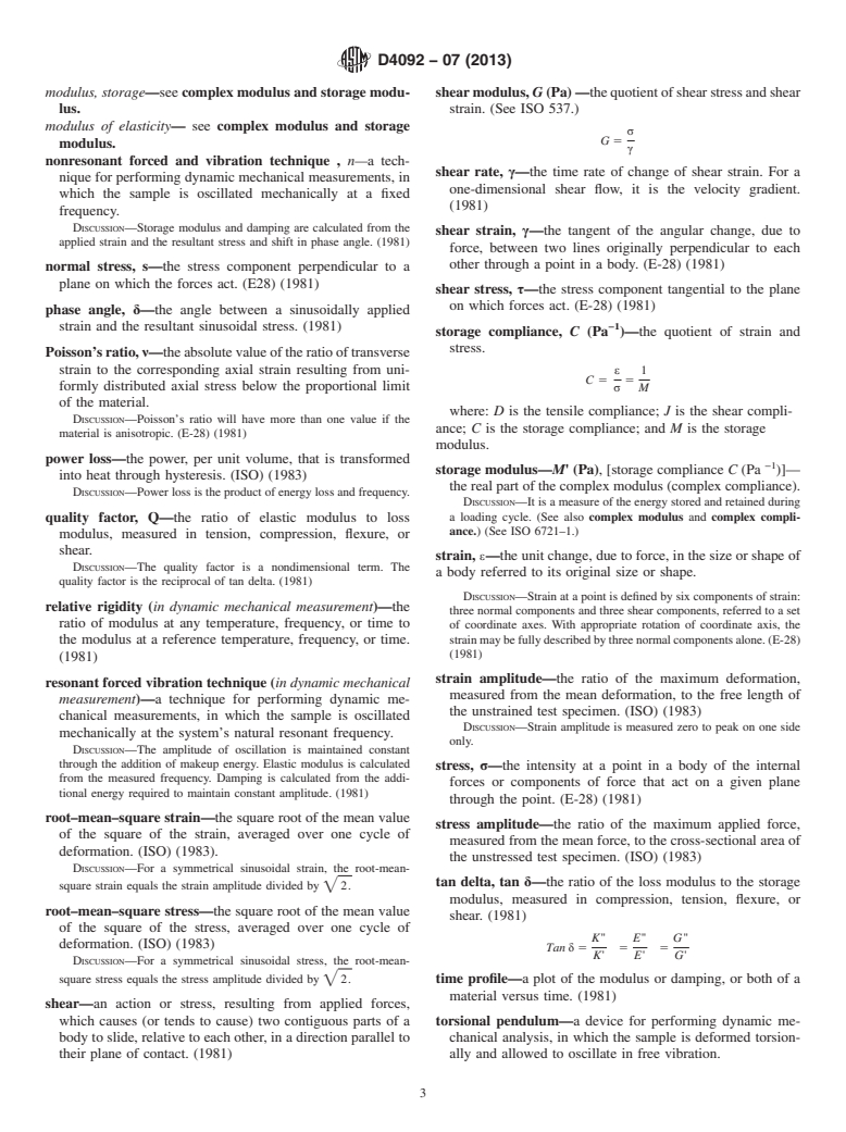 ASTM D4092-07(2013) - Standard Terminology for  Plastics: Dynamic Mechanical Properties