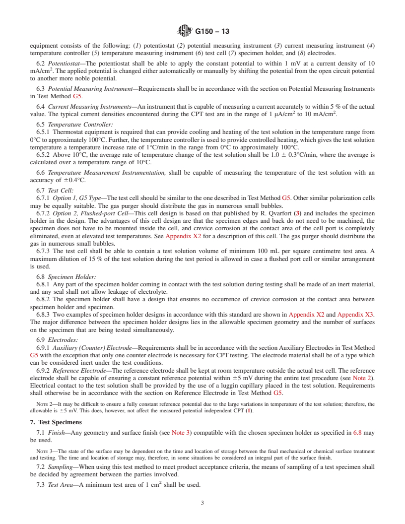 REDLINE ASTM G150-13 - Standard Test Method for  Electrochemical Critical Pitting Temperature Testing of Stainless  Steels