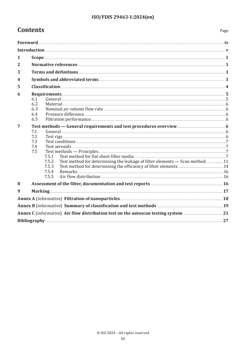 ISO/FDIS 29463-1 - High efficiency filters and filter media for removing particles in air — Part 1: Classification, performance, testing and marking
Released:29. 04. 2024