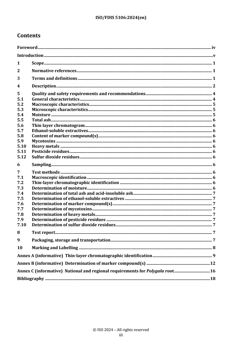 REDLINE ISO/FDIS 5106 - Traditional Chinese medicine — Polygala tenuifolia and Polygala sibirica root
Released:11/11/2024