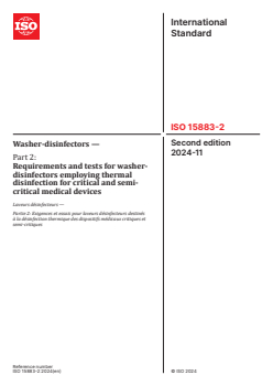 ISO 15883-2:2024 ISO 15883-2:2024 - Washer-disinfectors — Part 2: Requirements and tests for washer-disinfectors employing thermal disinfection for critical and semi-critical medical devices
Released:11/6/2024 - Page 1 preview