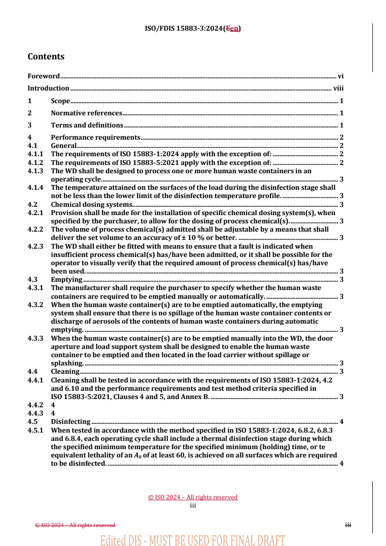 REDLINE ISO/FDIS 15883-3 - Washer-disinfectors — Part 3: Requirements and tests for washer-disinfectors employing thermal disinfection for human waste containers
Released:14. 08. 2024