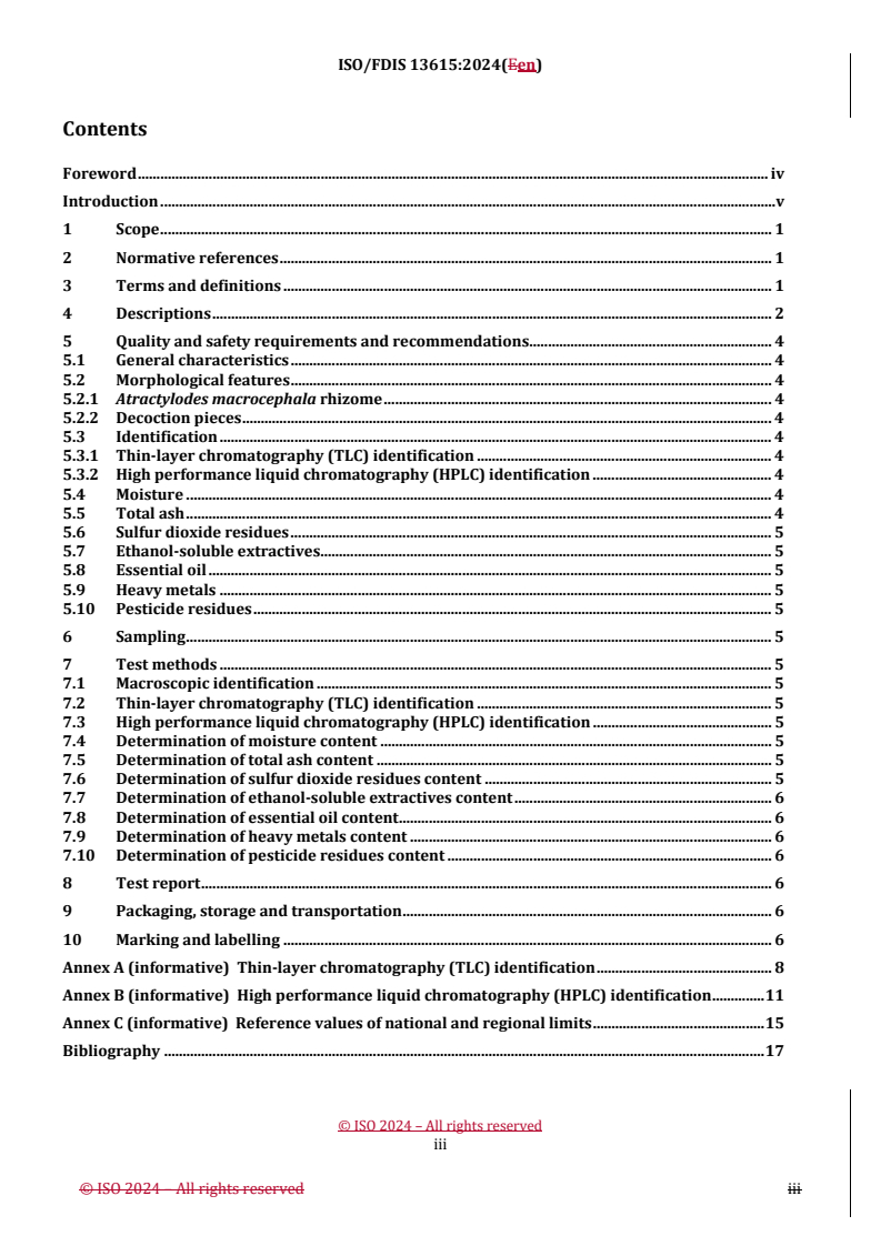 REDLINE ISO/FDIS 13615 - Traditional Chinese medicine — Atractylodes macrocephala rhizome
Released:25. 04. 2024