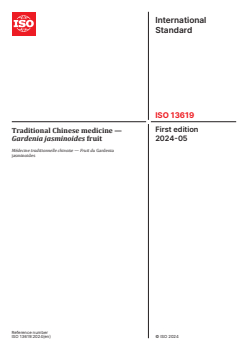 ISO 13619:2024 ISO 13619:2024 - Traditional Chinese medicine — Gardenia jasminoides fruit
Released:22. 05. 2024 - Page 1 preview